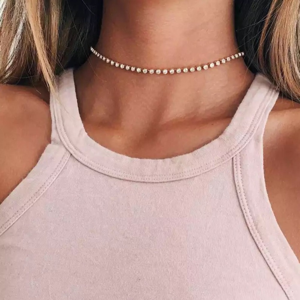 SILVER Rhinestone Necklace (CHOKER) (4 for $20)